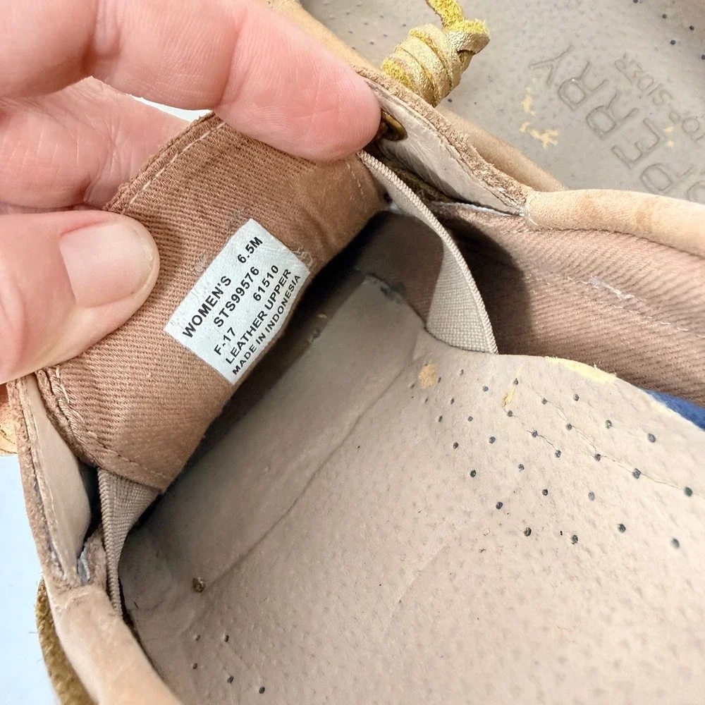 Sperry Top-Sider Boat Shoes Tan 6.5M Leather Preppy Nautical Old Money Timeless